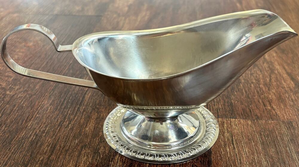 Vintage Blomfield Silver Plate Gravy Boat Ladle Japan 3737 Attached Underplate